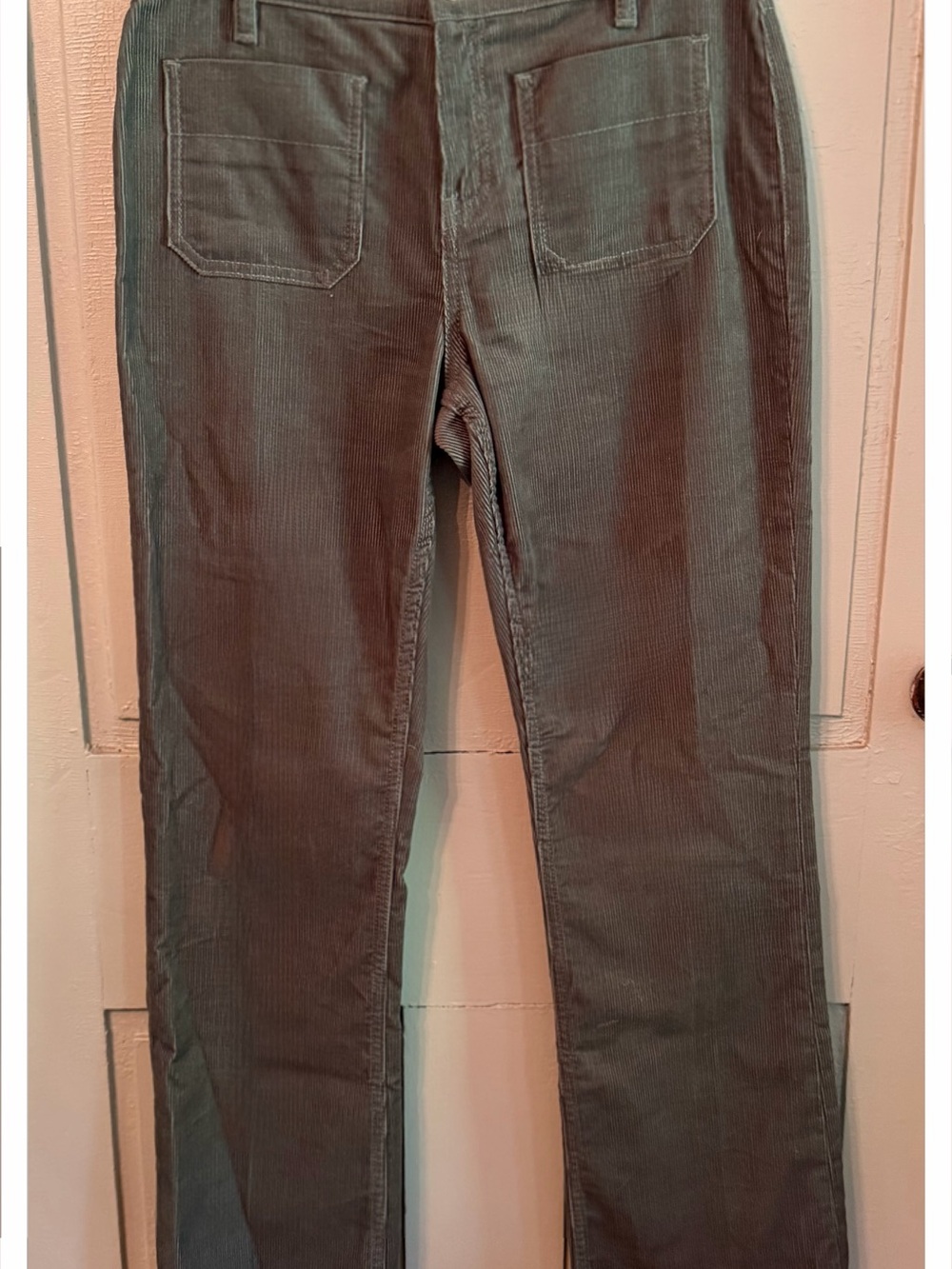 Slim Straight Tory Burch Corduroy Pants in Olive Green
